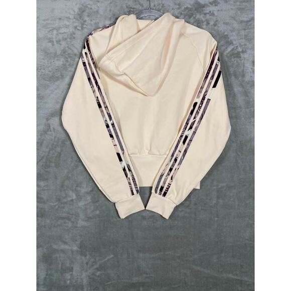 NEW Women’s Hoodie Adidas 3-Stripe Floral Crop Pullover Sweatshirt Jacket Top - Picture 5 of 9
